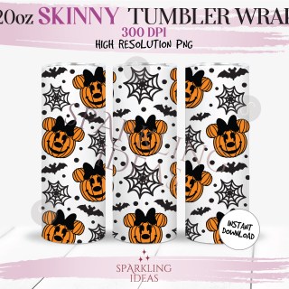 20 oz Skinny Tumbler Minnie Pumkins Wrap, Mouse Halloween Tumbler, Magical Halloween Digital PNG Sublimation