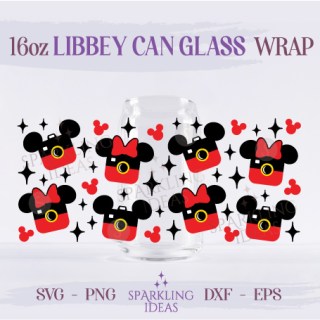 Mouse Camera Inspired Can Glass 16oz SVG, Mouse Ears Libbey Glass Can Svg, Magical World Wrap Svg