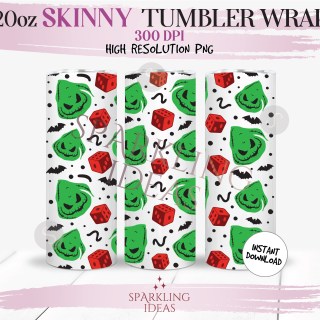 20 oz Skinny Tumbler Oogie Boogie Wrap, Nightmare Before Christmas Tumbler, Red Dice Digital png Sublimation