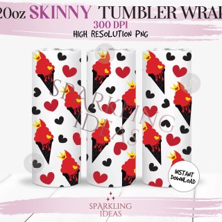 20 oz Skinny Tumbler Queen of Hearts Ice Cream Cone Wrap, Villains Ice Cream Inspired Tumbler, Soft Serve Digital PNG Sublimation