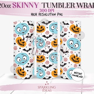 20 oz Skinny Tumbler Sally Pumpkins Wrap, Nightmare Before Christmas Tumbler, Sally Halloween Digital png Sublimation