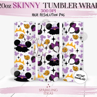 20 oz Skinny Tumbler Ursula Ears Wrap, Villains Ears Hat Inspired Tumbler, Magical Ears Digital PNG Sublimation
