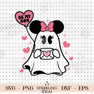 Be my Boo Minnie Ghost SVG, Valentine's Svg, Magical Valentines Svg, Spooky Valentines Day Svg, Happy Valentine's Day